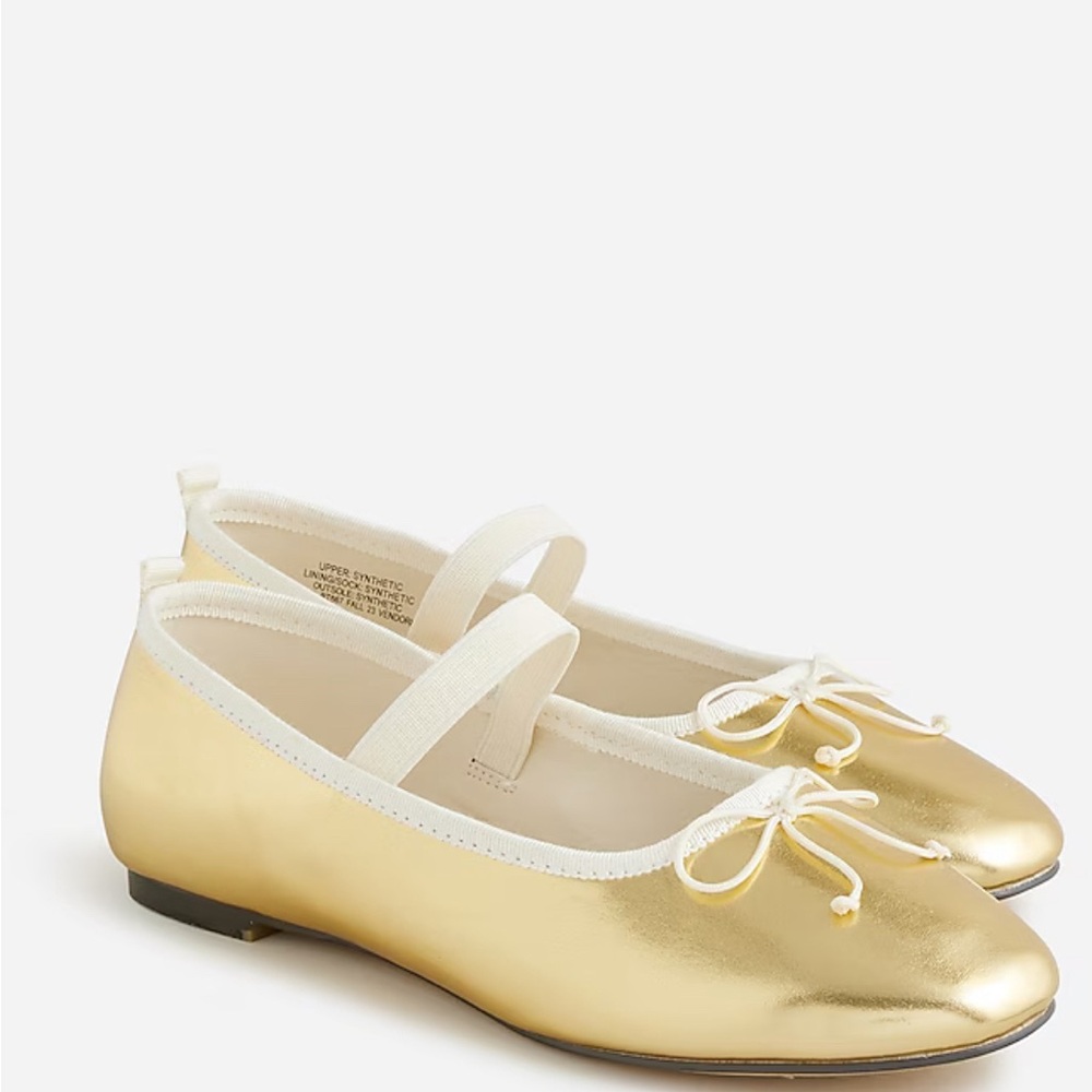 New Crewcuts metallic gold strappy ballet flats size 12 $69.50